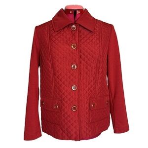 Allison Daley petite long sleeve button up sweater jacket with quilted front